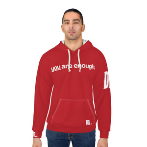 'You Are Enough' Unisex Hoodie - Dark Red